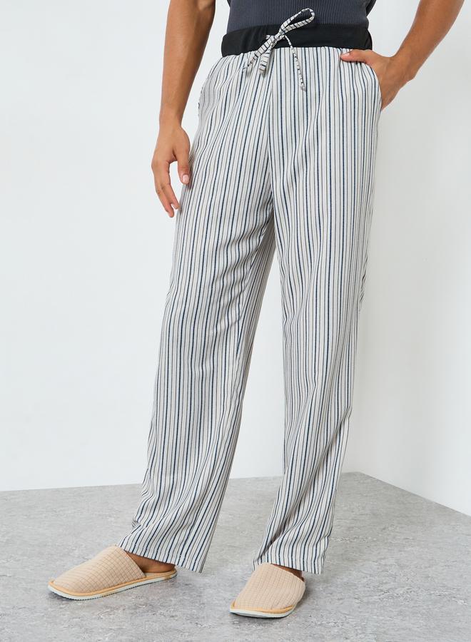 Styli Men Contrast Waistband Striped Pyjama - Image 1